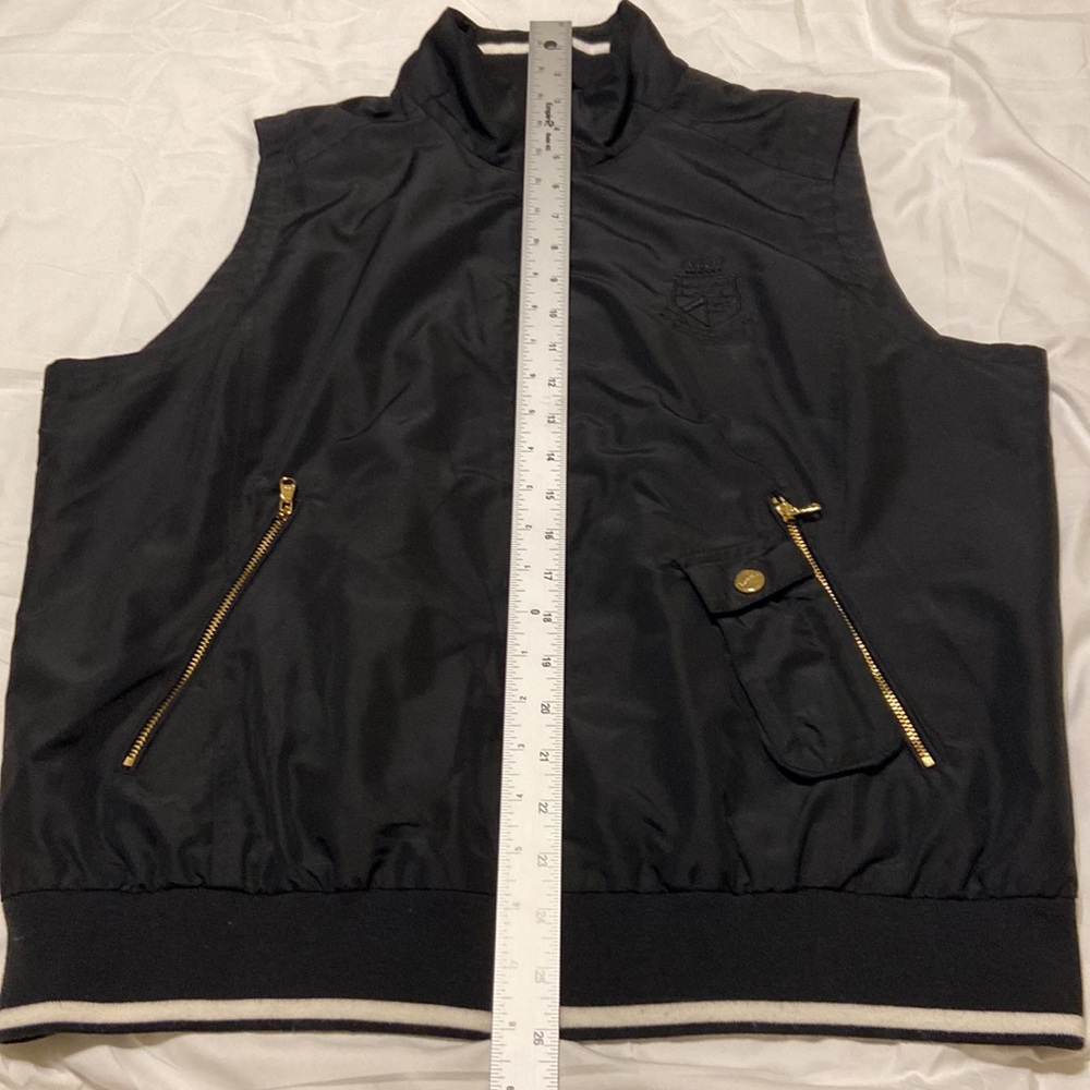 Lauren Ralph Lauren Black Utility Vest Gold Zip Logo Minimal Chic XL Lightweight - Picture 10 of 15